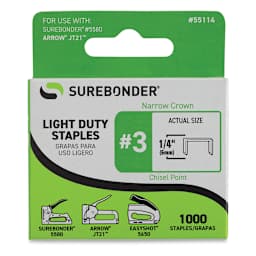 Surebonder Light Duty Staples - Front of package of 1000 1/4 inch staples