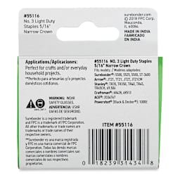 Surebonder Light Duty Staples - 5/16'', Box of 1000, Back Of Package