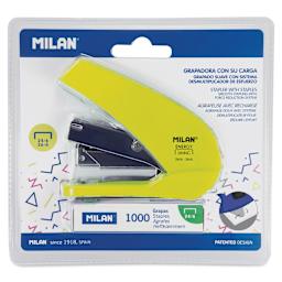 Milan Acid Series Compact Stapler, in packaging
