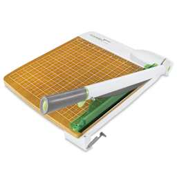 Westcott CarboTitanium Guillotine Paper Trimmer - Right angled view with blade raised
