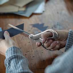 Fiskars Sparkle Scissors - Silver - in use to cut paper