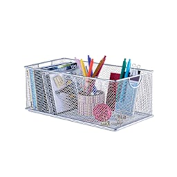 Design Ideas MeshWorks Stacking Bin - Silver, 8" x 14" (contents not included)