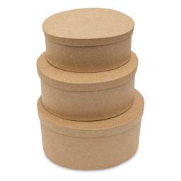 Paper Mache Box Set - Oval, Set of 3 - stacked