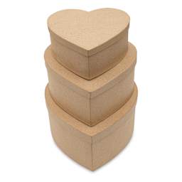 Paper Mache Box Set - Heart, Set of 3 - stacked