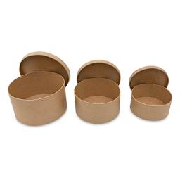 Paper Mache Box Set - Round, Set of 3 - with lids off