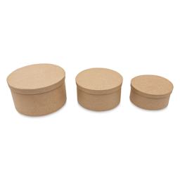 Paper Mache Box Set - Round, Set of 3