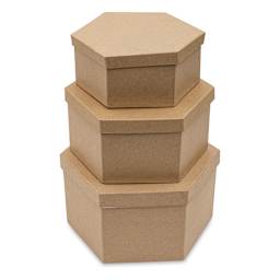 Paper Mache Box Set - Hexagon, Set of 3 - stacked