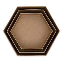 Paper Mache Box Set - Hexagon, Set of 3 - stacked within each other, lids removed