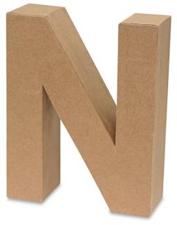 Papier Mâché Letters - Large Letter N shown upright