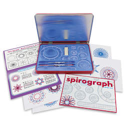 The Original Spirograph Design Set - Package shown open with Design guides and pad removed