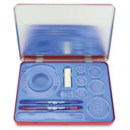 The Original Spirograph Design Set - package shown open showing gears and pens in tray
