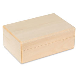 Walnut Hollow Wooden Boxes - Left angled view of closed Roomy box
