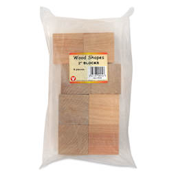 Hygloss Wooden Blocks - Pkg of 8, 2" Cubes - front of packaging