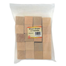 Hygloss Wooden Blocks - Pkg of 20, 1-1/2" Cubes - front of packaging