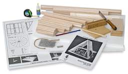 Midwest Products A-Frame Cabin Kit - Compoenents of kit shown with instructions