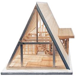 Midwest Products A-Frame Cabin Kit - Front view of Fully assembled Cabin