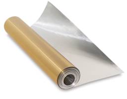 Two-Tone Tooling Foil - Partially unrolled Goldtone roll, showing Aluminum interior side