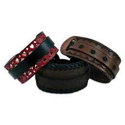 Leather Wrap Cuff Bracelets - Finished decorated Bracelet examples