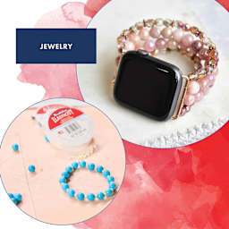 Beadalon Elasticity Stretch Cord - 0.5 mm x 16-2/5 ft, Clear jewelry examples, in progress bracelets and finished smart watch band