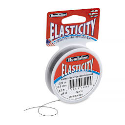 Beadalon Elasticity Stretch Cord - Angled view of slightly unrolled spool of Black Thread