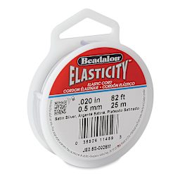 Beadalon Elasticity Cord - 0.5 mm x 82 ft, Satin Silver