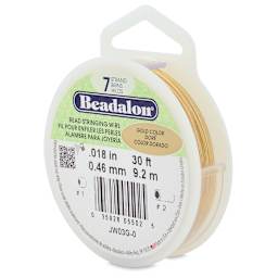 Beadalon 7 Strand Stringing Wire - Angled view of spool of .018" diameter Gold wire
