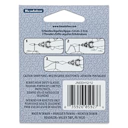 Beadalon Hard Beading Needles - Size 12, Pkg of 12 back of packaging