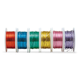 Silver Plated Copper Wire - Bright Colors, Set of 6 Spools, 26 Gauge x 15 ft - in line