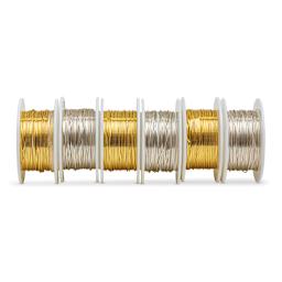 Colored Copper Wire Pack - 26 Gauge x 15 ft, Gold and Silver, Set of 6 - in line