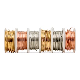 Colored Copper Wire Pack - 22 Gauge x 15 ft, Copper, Gold, and Silver, Set of 6 - in line