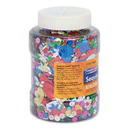 Creativity Street Sequins and Spangles - Shaker Jar, side showing contents