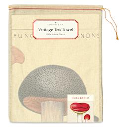 Cavallini Mushrooms Tea Towel (Front of packaging)