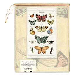 Cavallini Butterflies Tea Towel (Back of packaging)