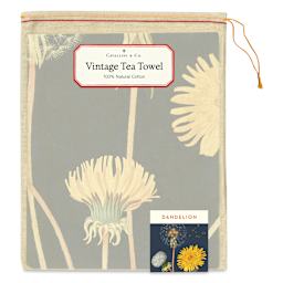 Cavallini Dandelion Tea Towel (Front of packaging)