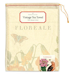 Cavallini Vintage Floreale Tea Towel front of packaging