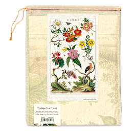 Cavallini Vintage Floreale Tea Towel back of packaging