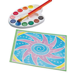Faber-Castell 3D Art Sand Painting Kit - Angled Sun board with palette of paint and brush