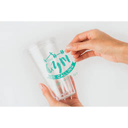 Cricut Transfer Tape applying design to cup