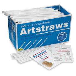 Artstraws Paper Tubes - White, Pkg of 1800, open top showing straws and contents laid out