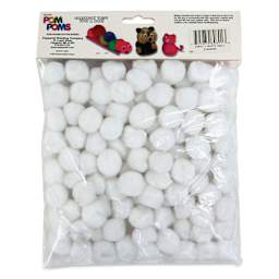 Pepperell Craft Pom Poms - Pkg of 100, 1", White back of packaging