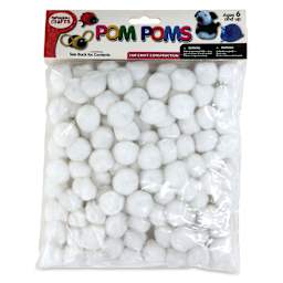 Pepperell Craft Pom Poms - Pkg of 100, 1", White front of packaging