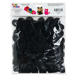 Pepperell Craft Pom Poms - Pkg of 100, 1", Black back of packaging