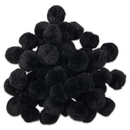 Pepperell Craft Pom Poms - Pkg of 100, 1", Black