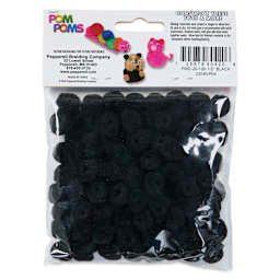 Pepperell Craft Pom Poms - Pkg of 100, 1/2", Black back of packaging