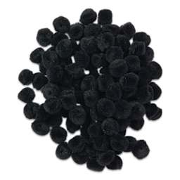 Pepperell Craft Pom Poms - Pkg of 100, 1/2", Black