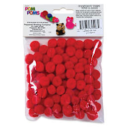 Pepperell Craft Pom Poms - Pkg of 100, 1/2", Red back of packaging