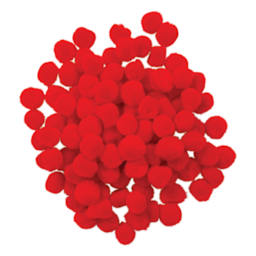 Pepperell Craft Pom Poms - Pkg of 100, 1/2", Red