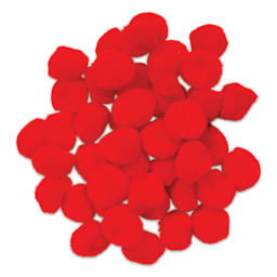 Pepperell Craft Pom Poms - Pkg of 100, 1", Red