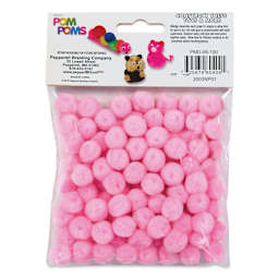 Pepperell Craft Pom Poms - Pkg of 100, 1/2", Light Pink back of packaging
