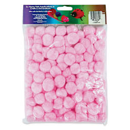 Pepperell Craft Pom Poms - Pkg of 100, 1", Light Pink back of packaging